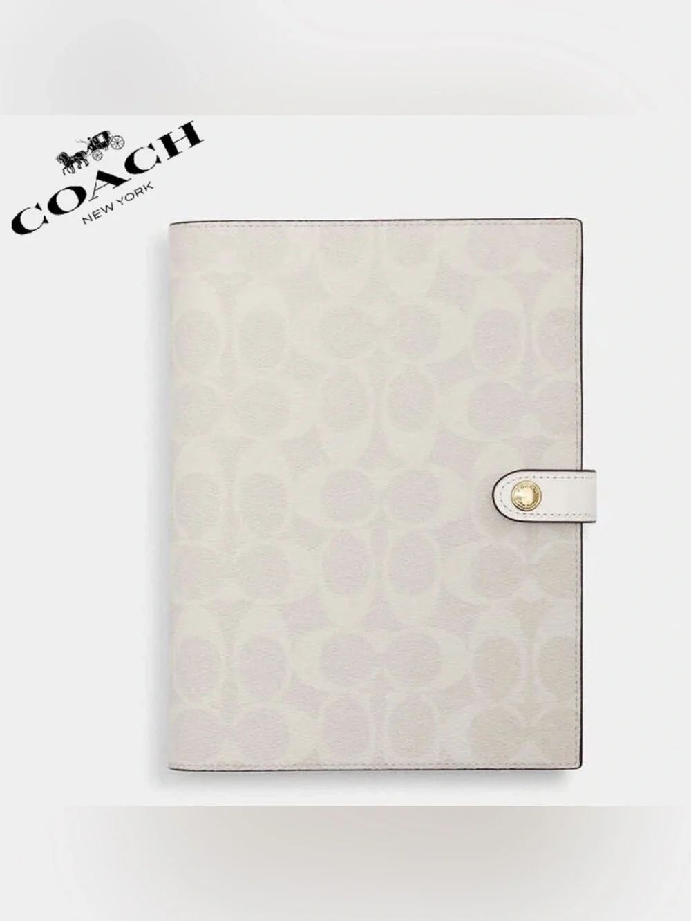 Coach Light Pink & White Signature Agenda Cover with Snap